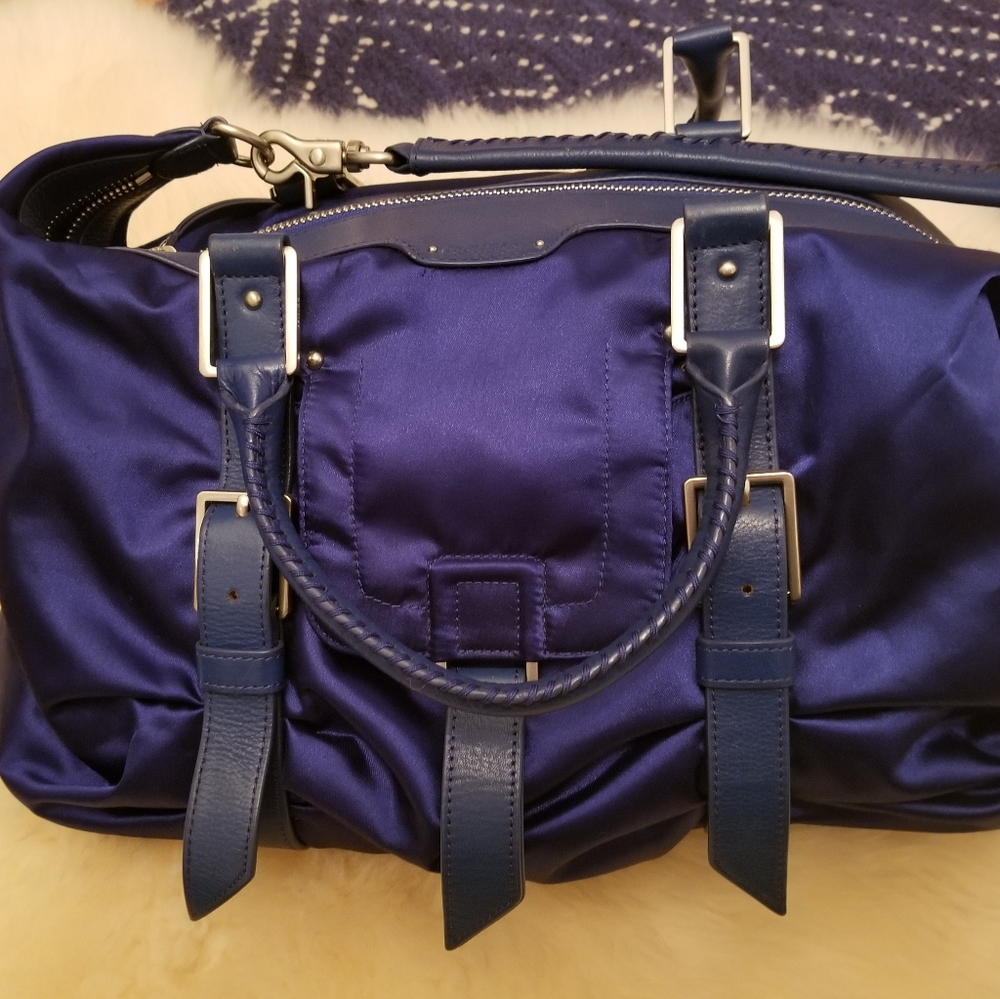 Botkier Blue Satin and Leather Sasha Handbag